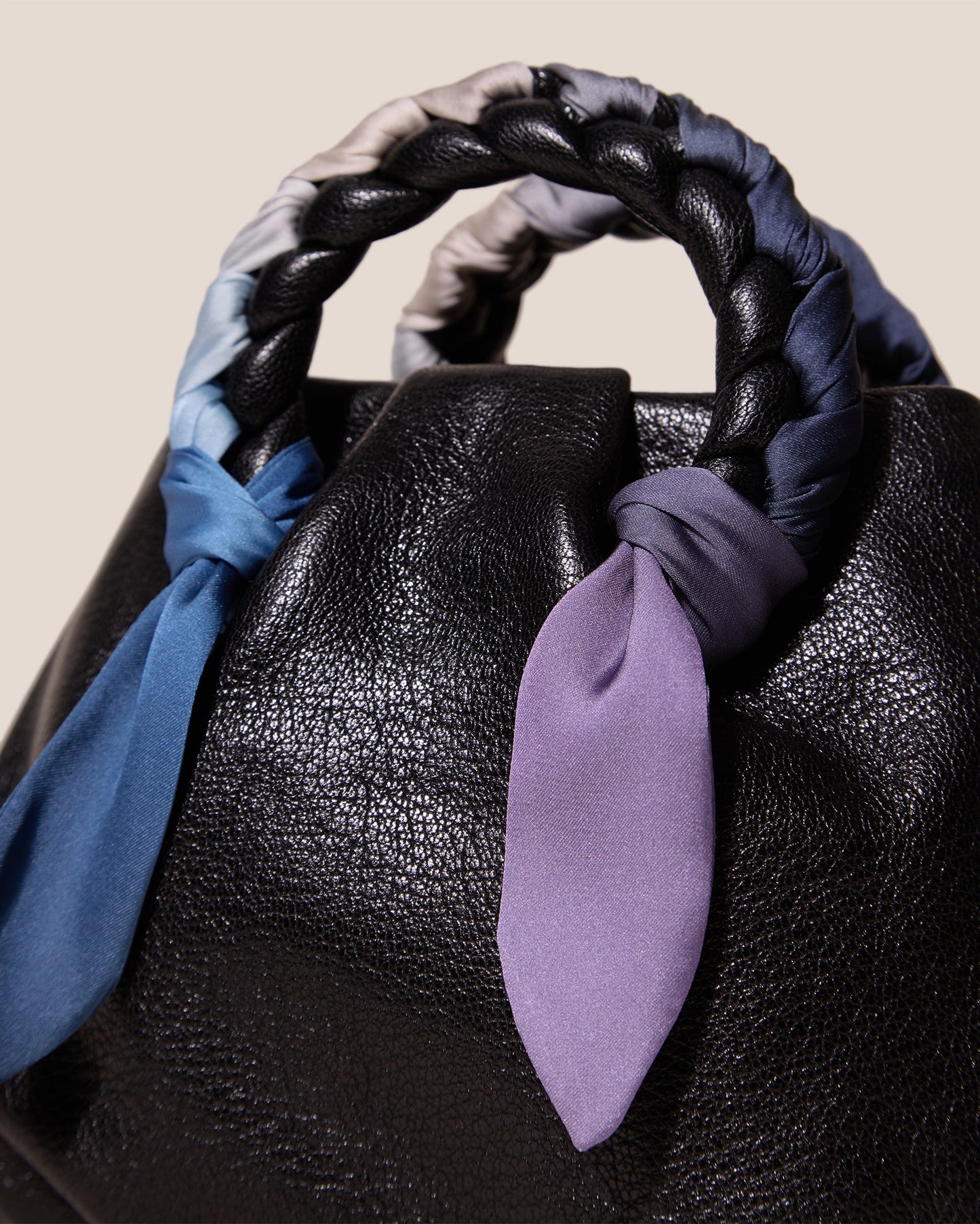 BOMBON FOULARD - Plaited-handle Leather Handbag - Hereu discount