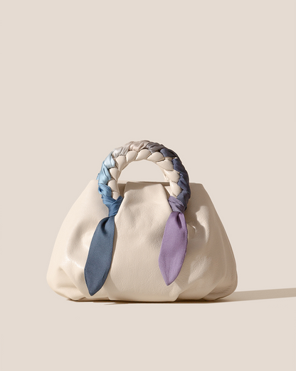 BOMBON M FOULARD - Medium Plaited-handle Leather Handbag - Hereu for sale