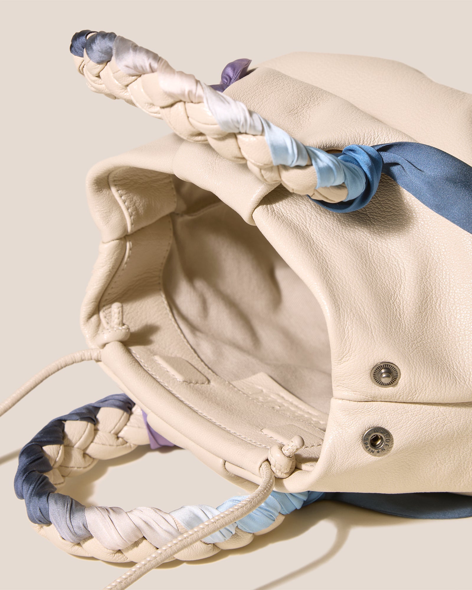 BOMBON M FOULARD - Medium Plaited-handle Leather Handbag - Hereu for sale