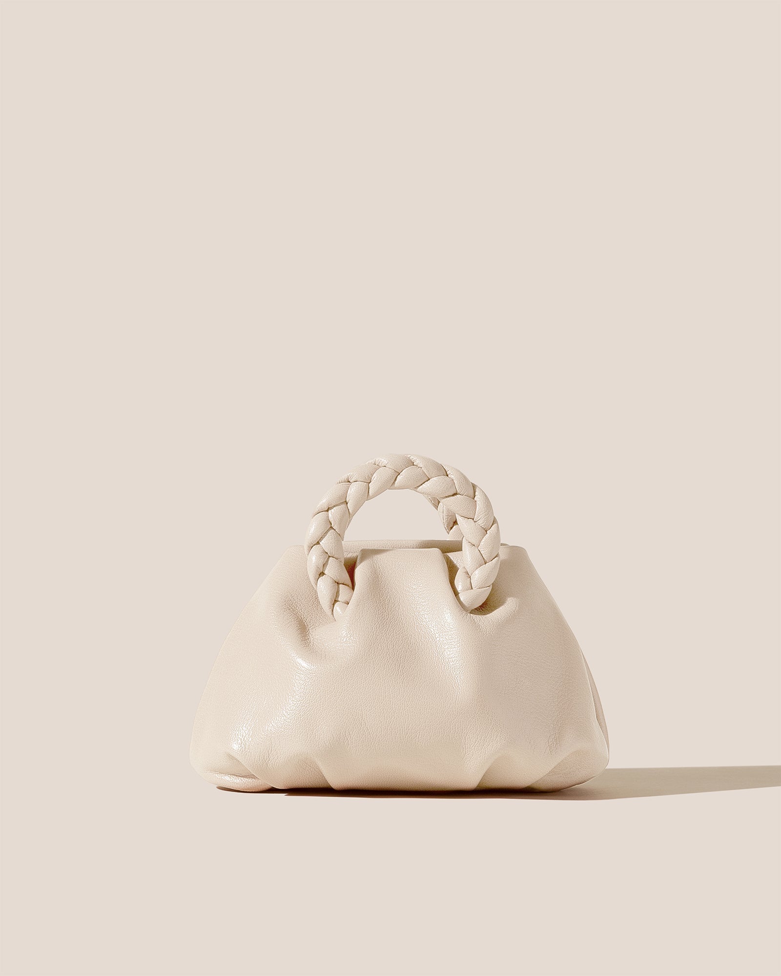 BOMBON SUPPLE SHINY - Plaited-handle Leather Handbag - Hereu on sale