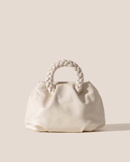 BOMBON M SUPPLE SHINY - Medium Plaited-handle Leather Handbag - Hereu discount