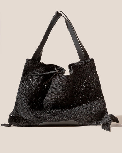 CADOR - Slouchy Crocheted Raffia Shoulder Bag - Hereu sale