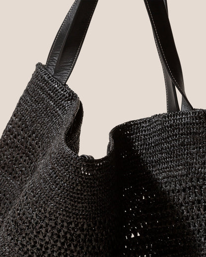 CADOR - Slouchy Crocheted Raffia Shoulder Bag - Hereu sale