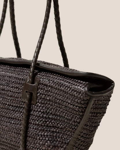 FORNA RAFFIA - Leather Framed Shoulder Bag - Hereu outlet
