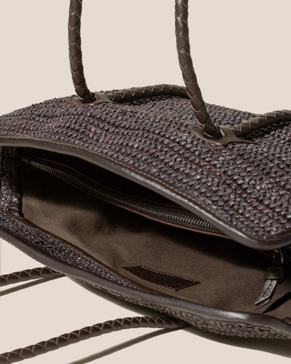 FORNA RAFFIA - Leather Framed Shoulder Bag - Hereu outlet