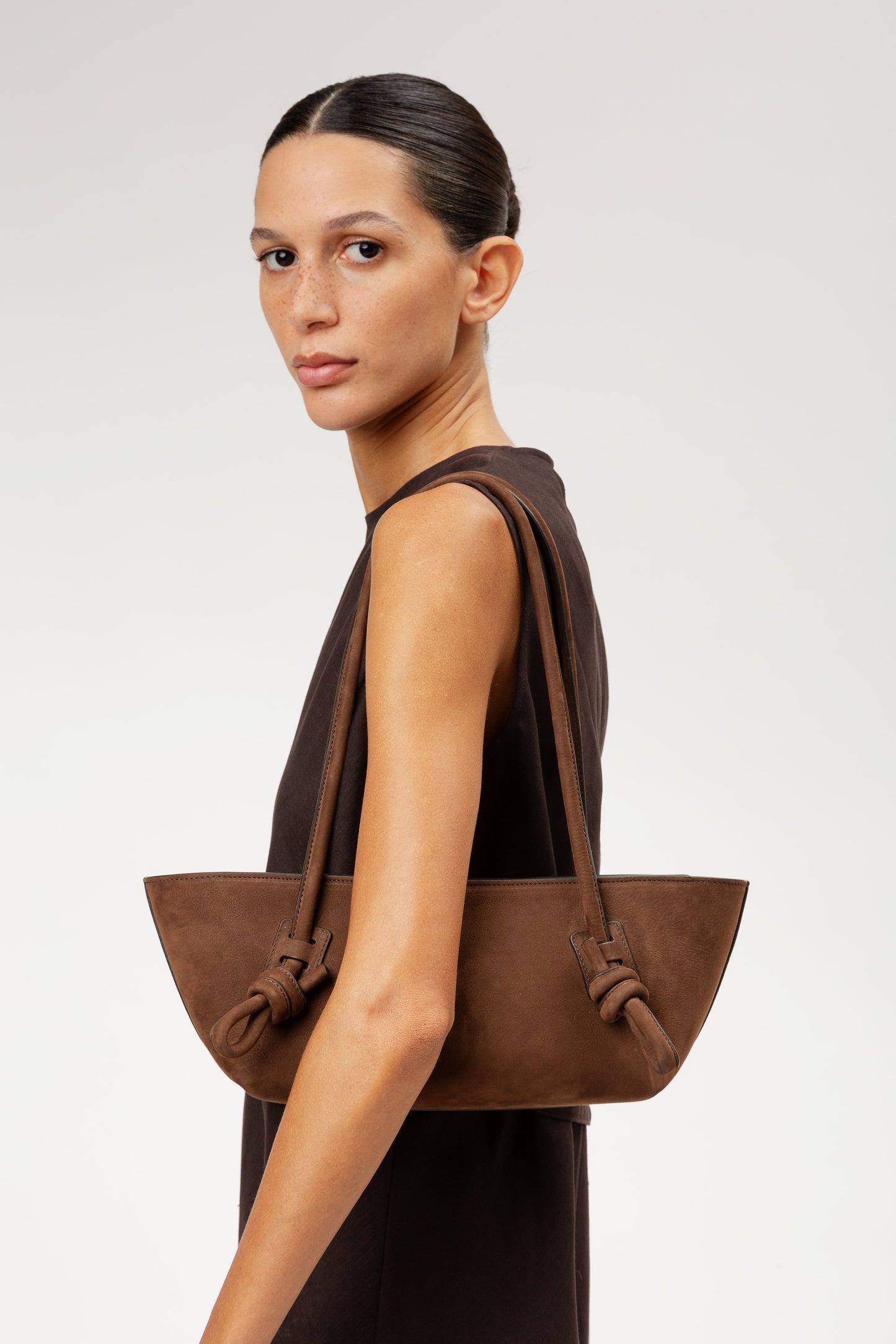 FLECA NUBUCK - Knotted-handle Shoulder Bag - Hereu on sale