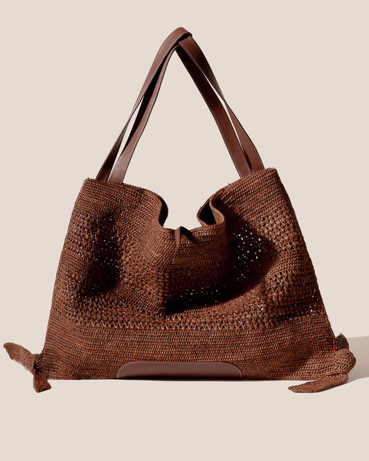 CADOR - Slouchy Crocheted Raffia Shoulder Bag - Hereu online