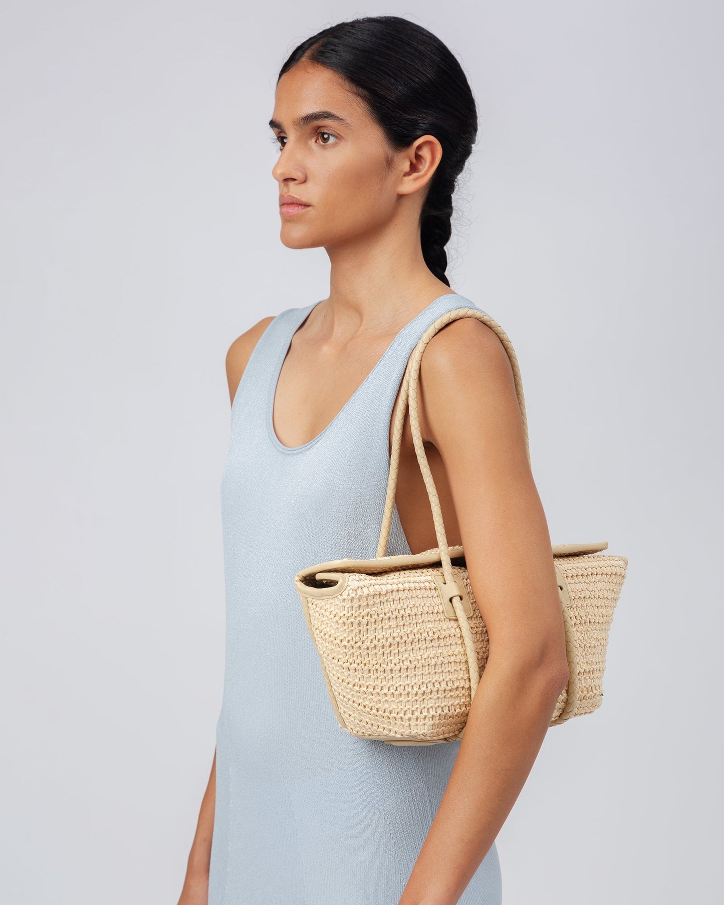 FORNA RAFFIA - Leather Framed Shoulder Bag - Hereu online