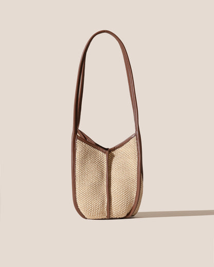 CALELLA BUCKET SOFT RAFFIA - Leather-trimmed Shoulder Bag - Hereu outlet