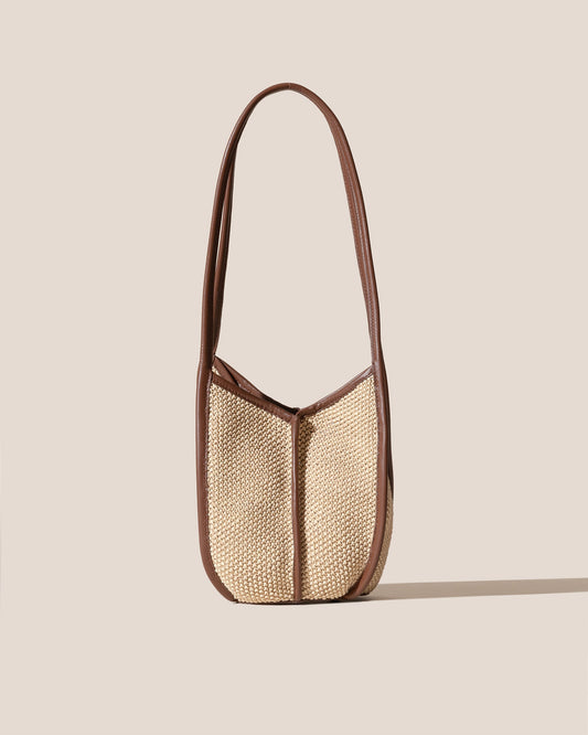 CALELLA BUCKET SOFT RAFFIA - Leather-trimmed Shoulder Bag - Hereu outlet