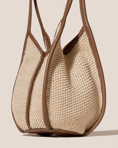 CALELLA BUCKET SOFT RAFFIA - Leather-trimmed Shoulder Bag - Hereu outlet