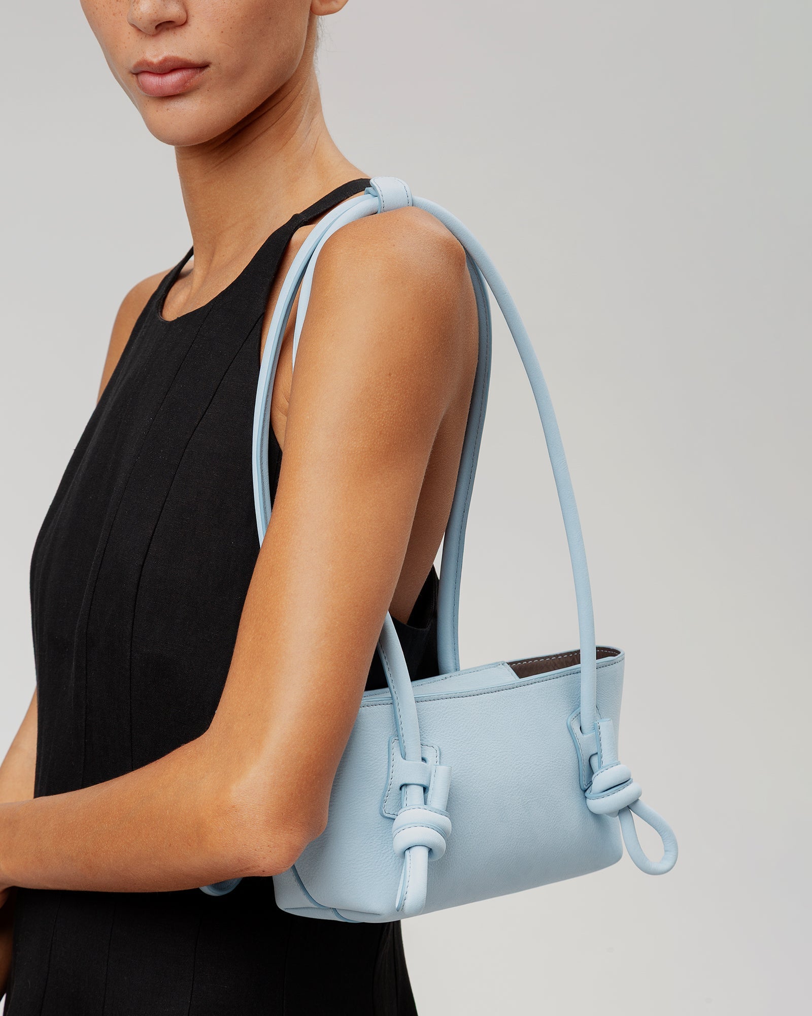 FLECA MINI SHOULDER NUBUCK - Knotted-handle Shoulder Bag - Hereu on sale