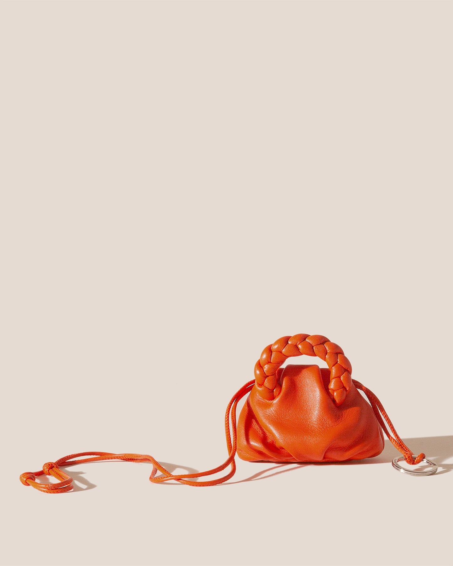 BOMBON MINI PURSE - Plaited-Handle Leather Keychain Purse - Hereu on sale