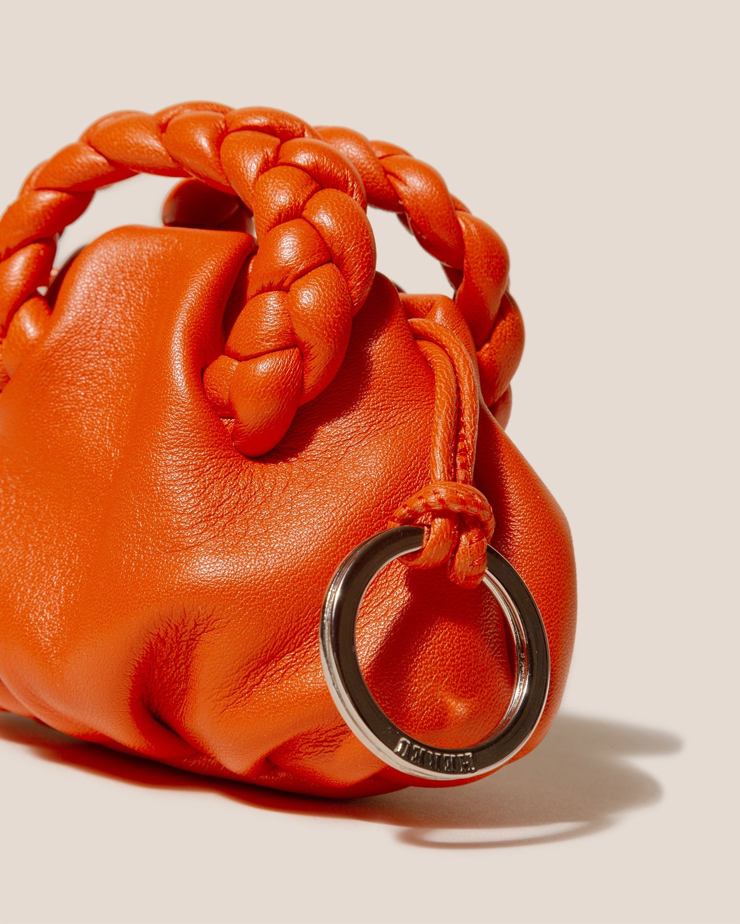 BOMBON MINI PURSE - Plaited-Handle Leather Keychain Purse - Hereu on sale