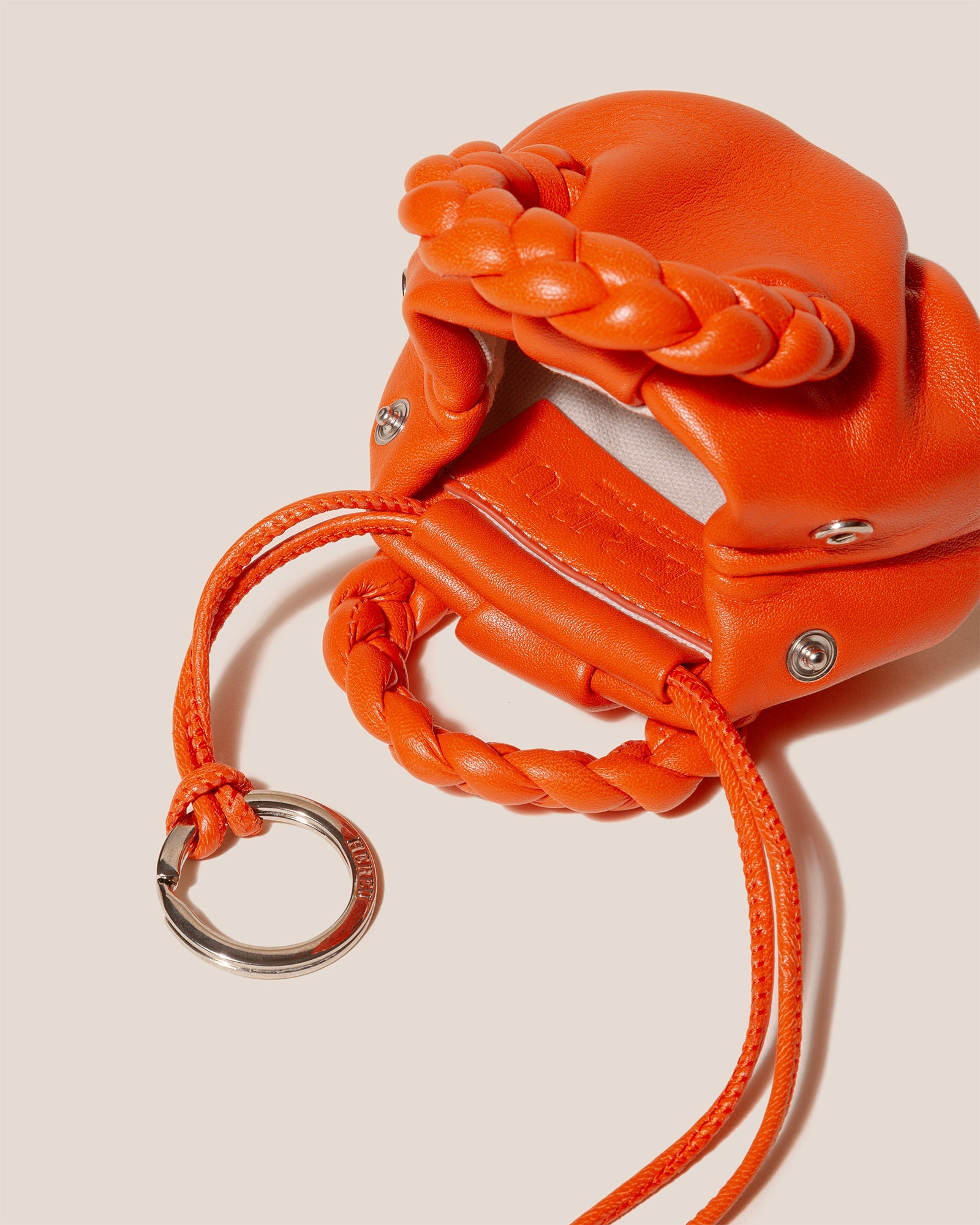 BOMBON MINI PURSE - Plaited-Handle Leather Keychain Purse - Hereu on sale