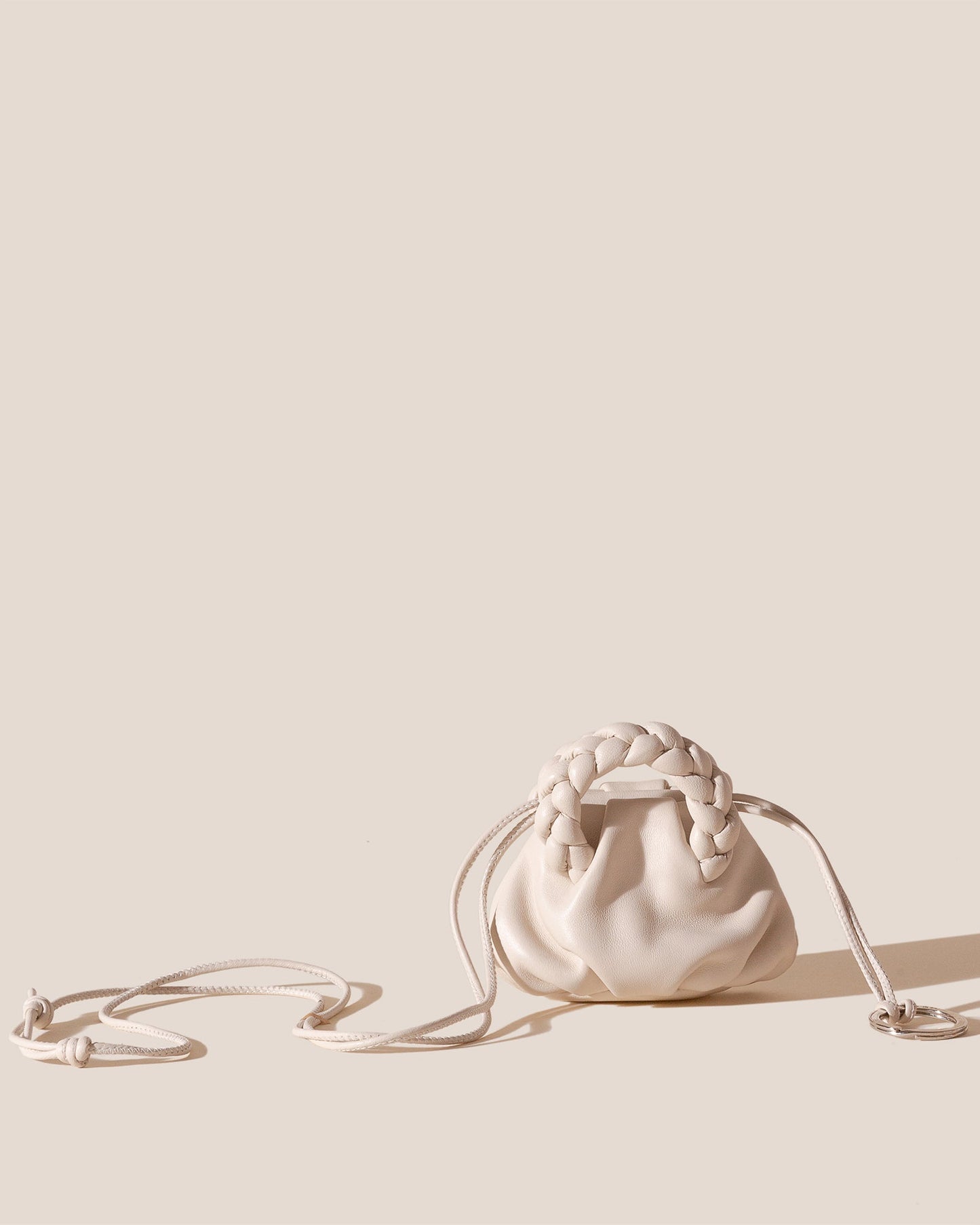 BOMBON MINI PURSE - Plaited-Handle Leather Keychain Purse - Hereu for sale