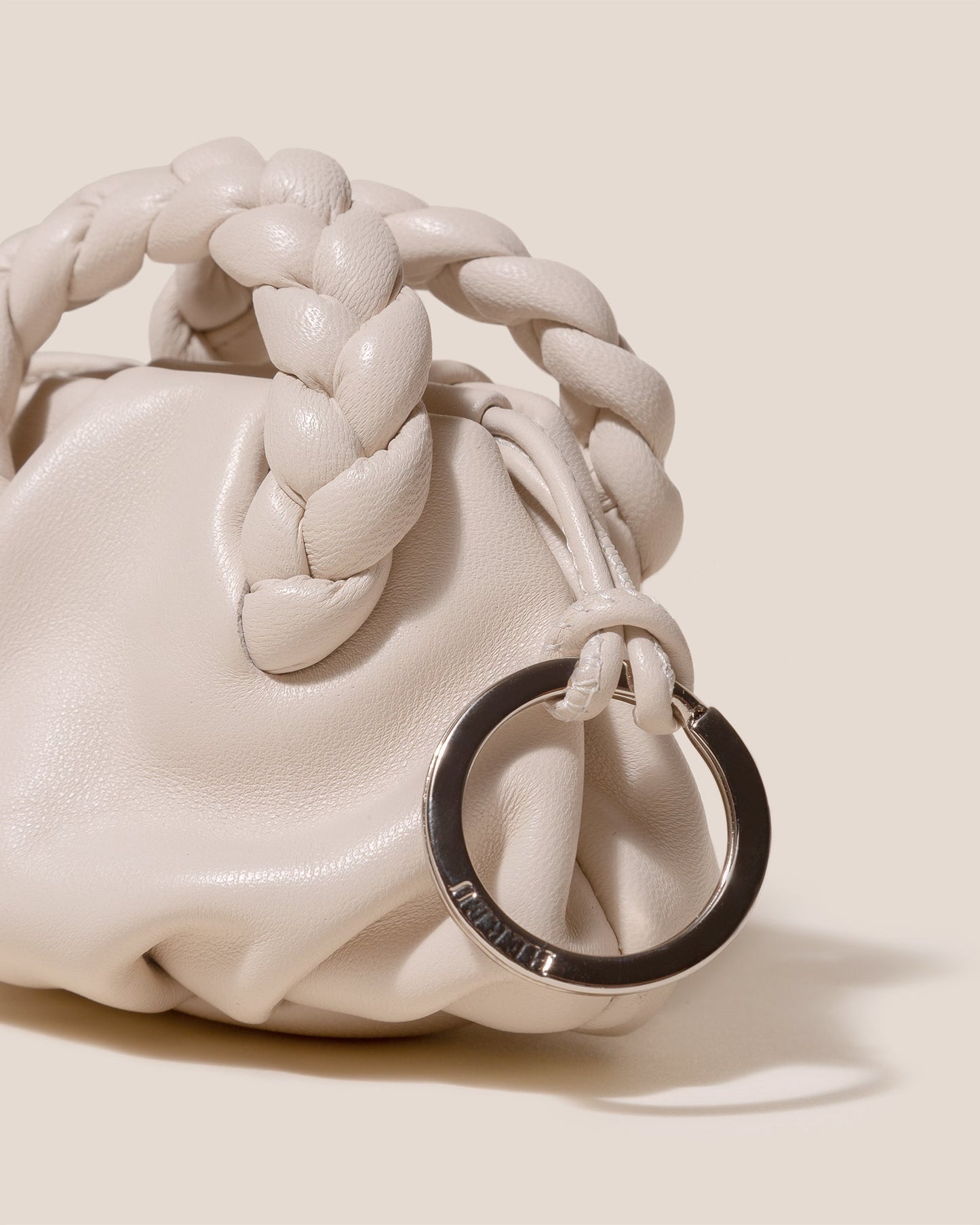 BOMBON MINI PURSE - Plaited-Handle Leather Keychain Purse - Hereu for sale