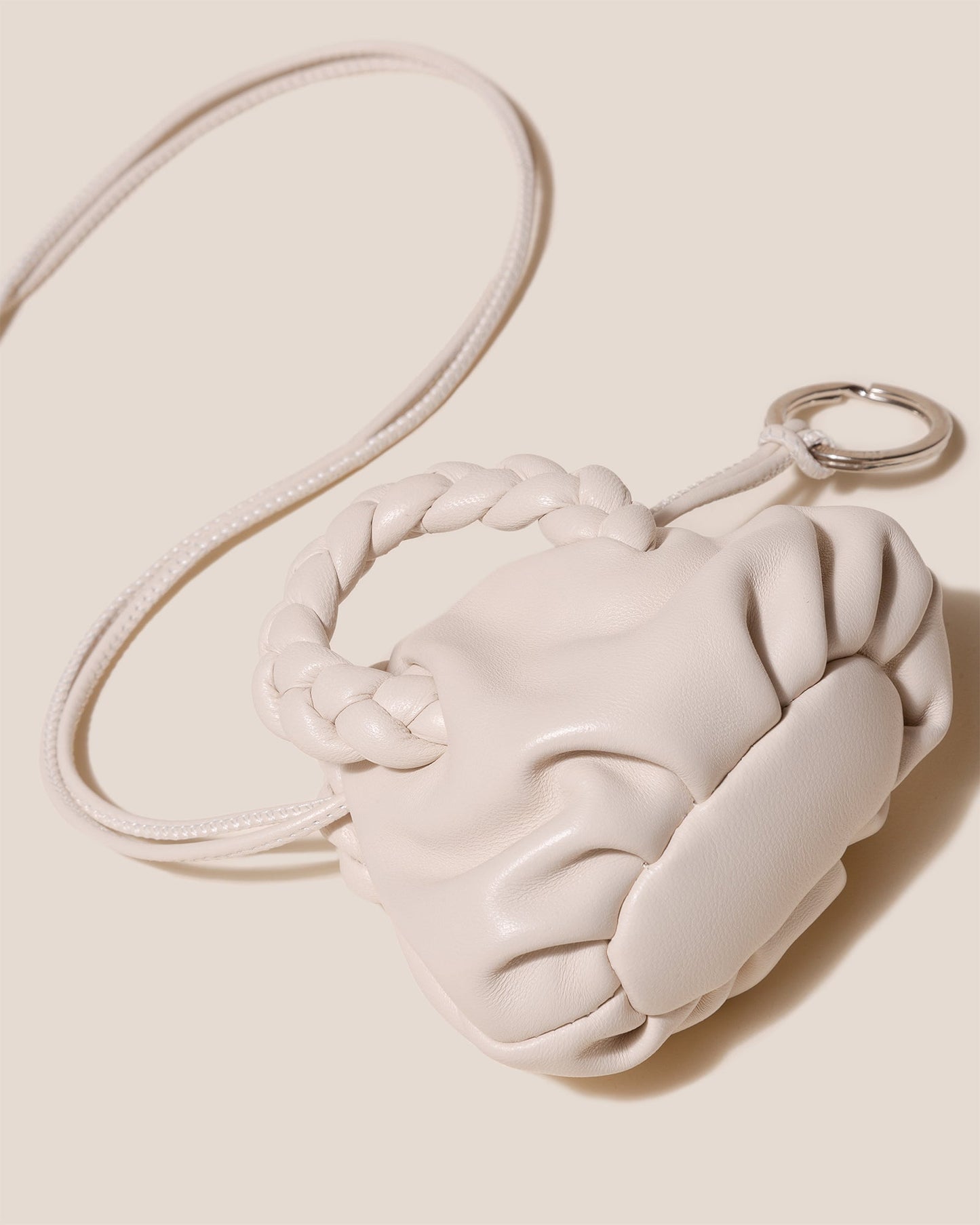 BOMBON MINI PURSE - Plaited-Handle Leather Keychain Purse - Hereu for sale