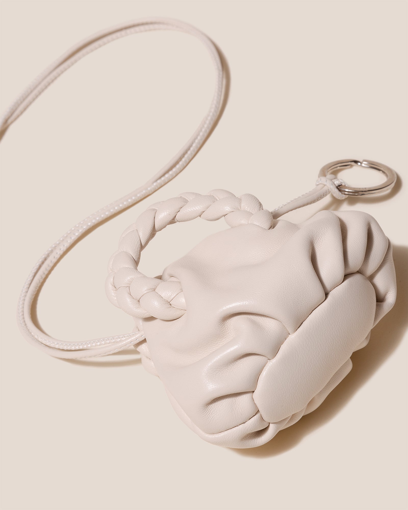 BOMBON MINI PURSE - Plaited-Handle Leather Keychain Purse - Hereu for sale