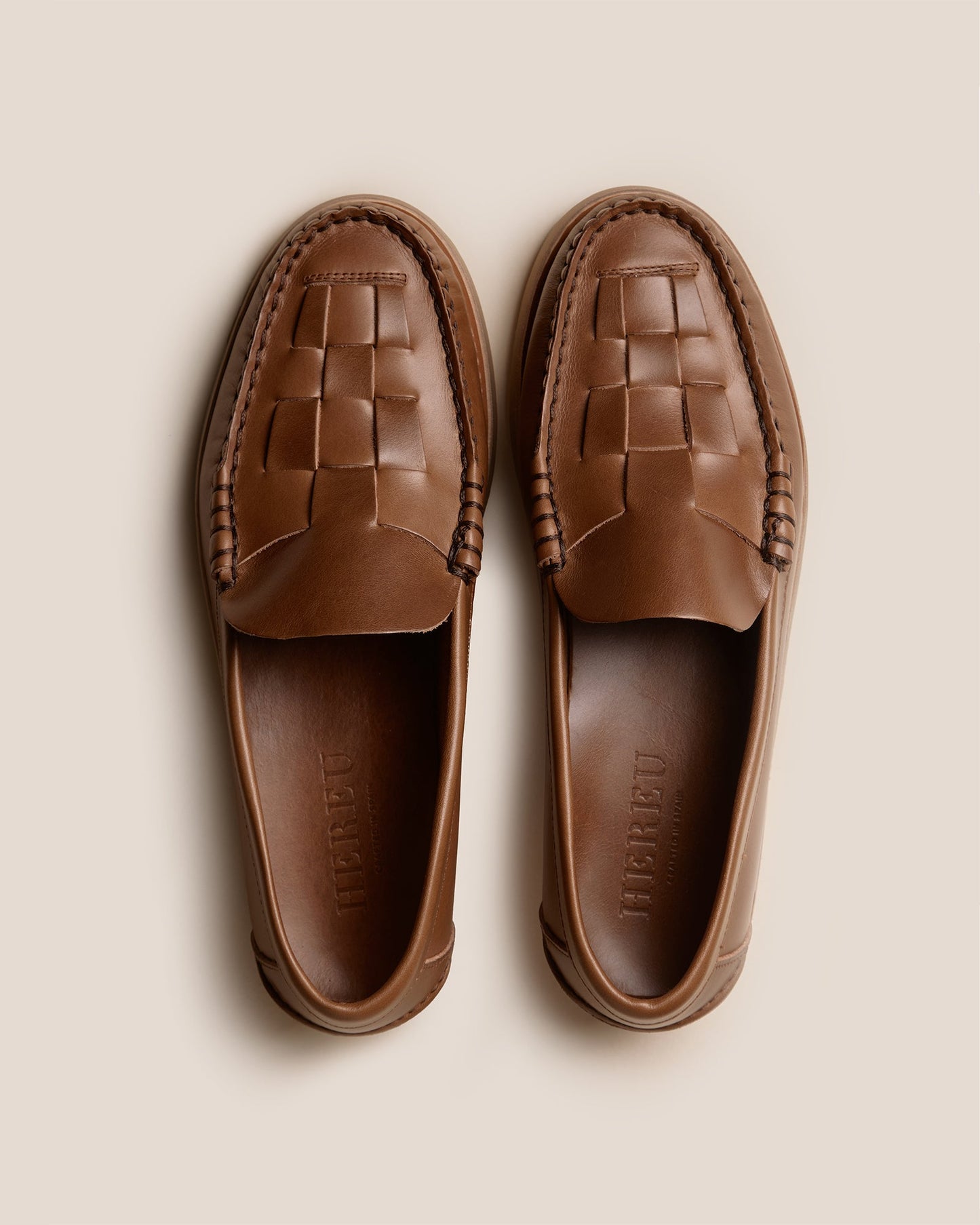 NOMBELA RUBBER VEG TAN - Interwoven Detail Slip-On Loafer - Hereu US