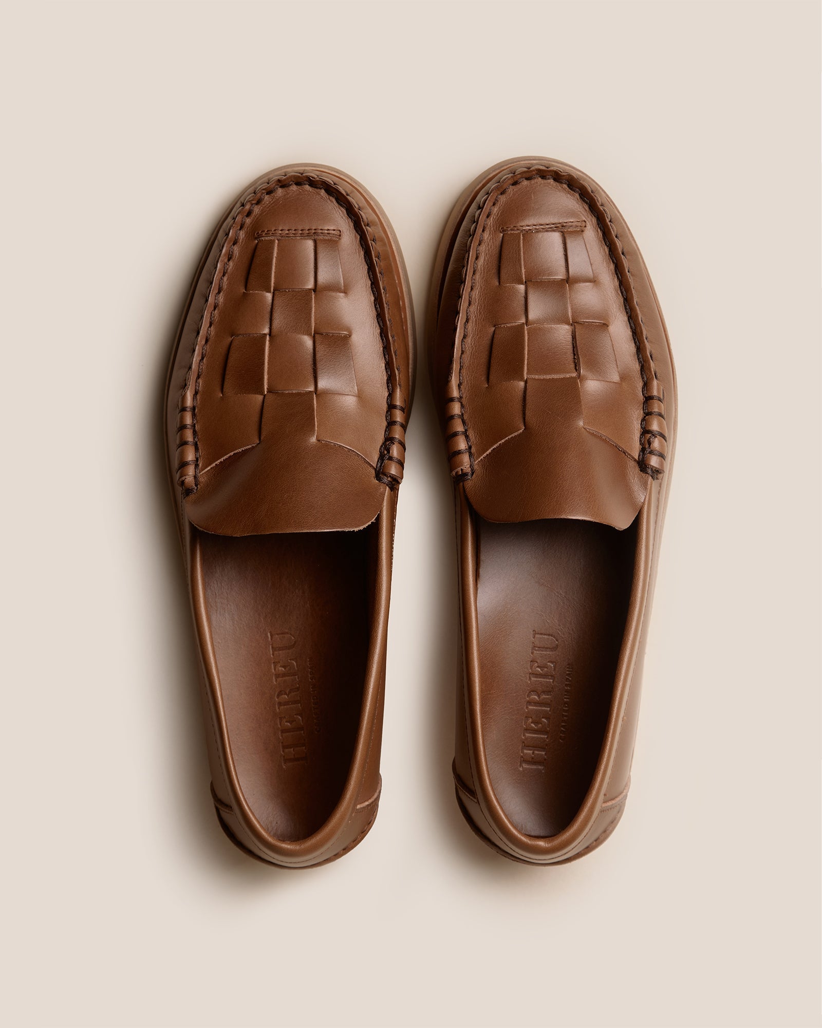 NOMBELA RUBBER VEG TAN - Interwoven Detail Slip-On Loafer - Hereu US