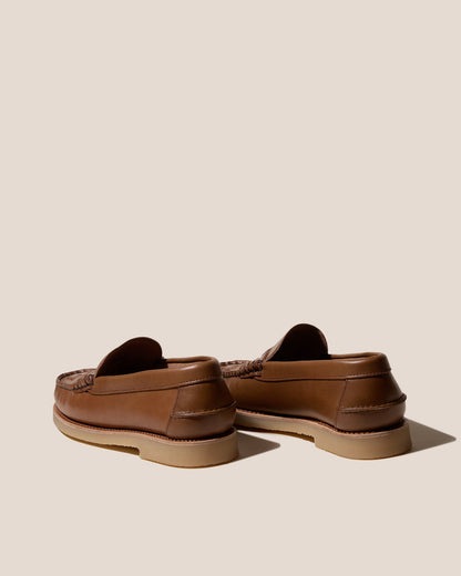 NOMBELA RUBBER VEG TAN - Interwoven Detail Slip-On Loafer - Hereu US
