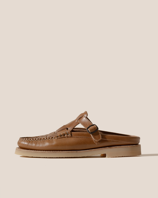 FERRIOL MULE RUBBER VEG TAN - Woven T-bar Mule Loafer - Hereu near me
