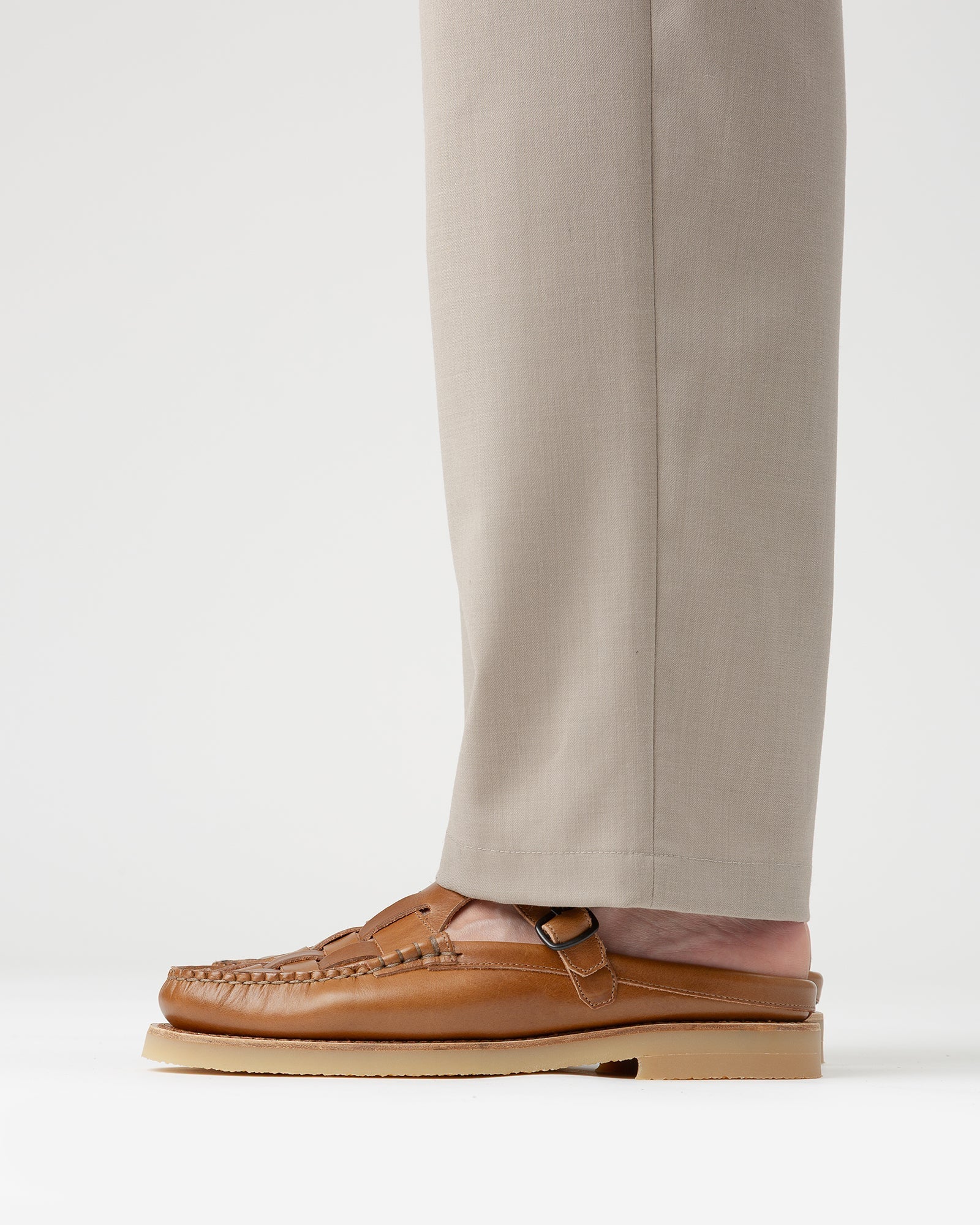 FERRIOL MULE RUBBER VEG TAN - Woven T-bar Mule Loafer - Hereu near me