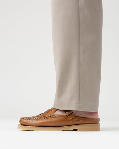 FERRIOL MULE RUBBER VEG TAN - Woven T-bar Mule Loafer - Hereu near me