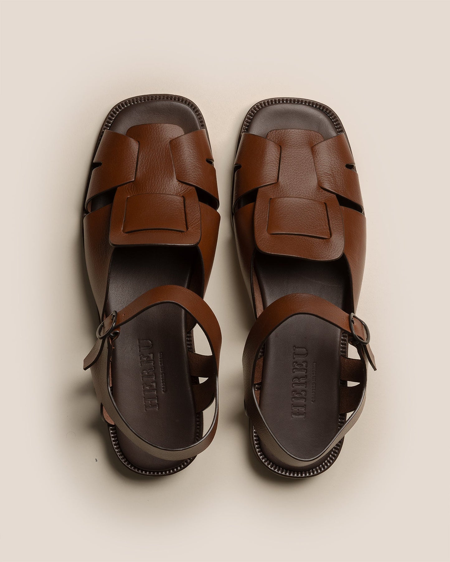 ROCA GRAINY VEG TAN - Square-toe Fisherman Sandal - Hereu outlet