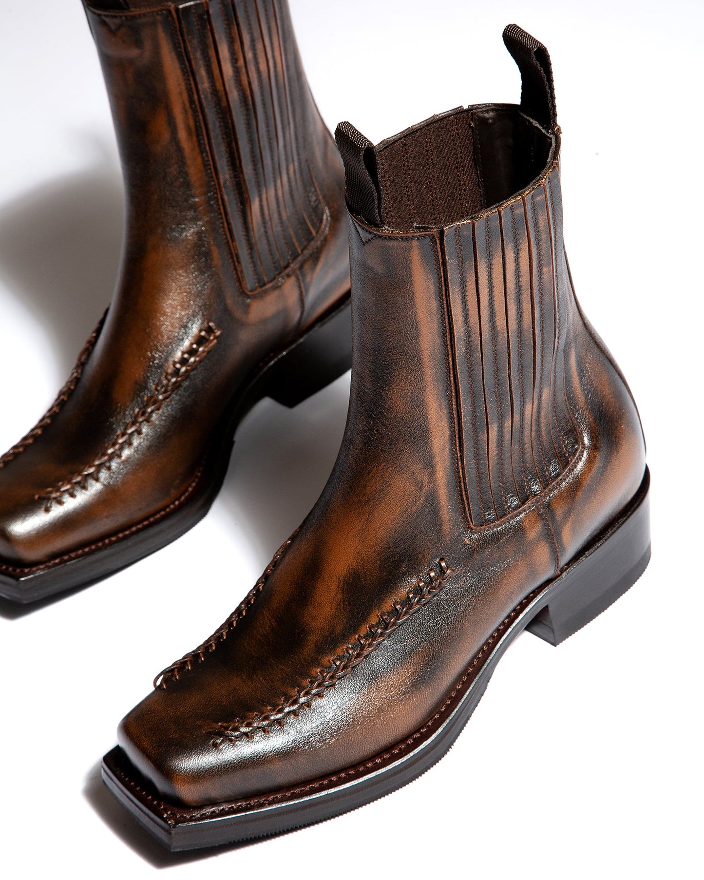 AGULLA - Square-Toe Braided Detail Chelsea Boot - Hereu US