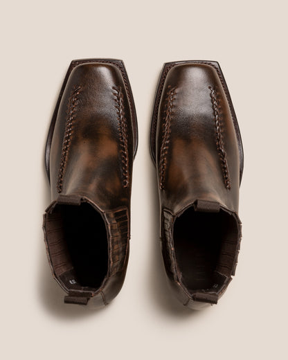 AGULLA - Square-Toe Braided Detail Chelsea Boot - Hereu US