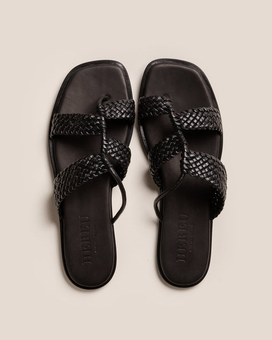 LINA WOVEN - Strappy Toe-Post Sandal - Hereu on sale