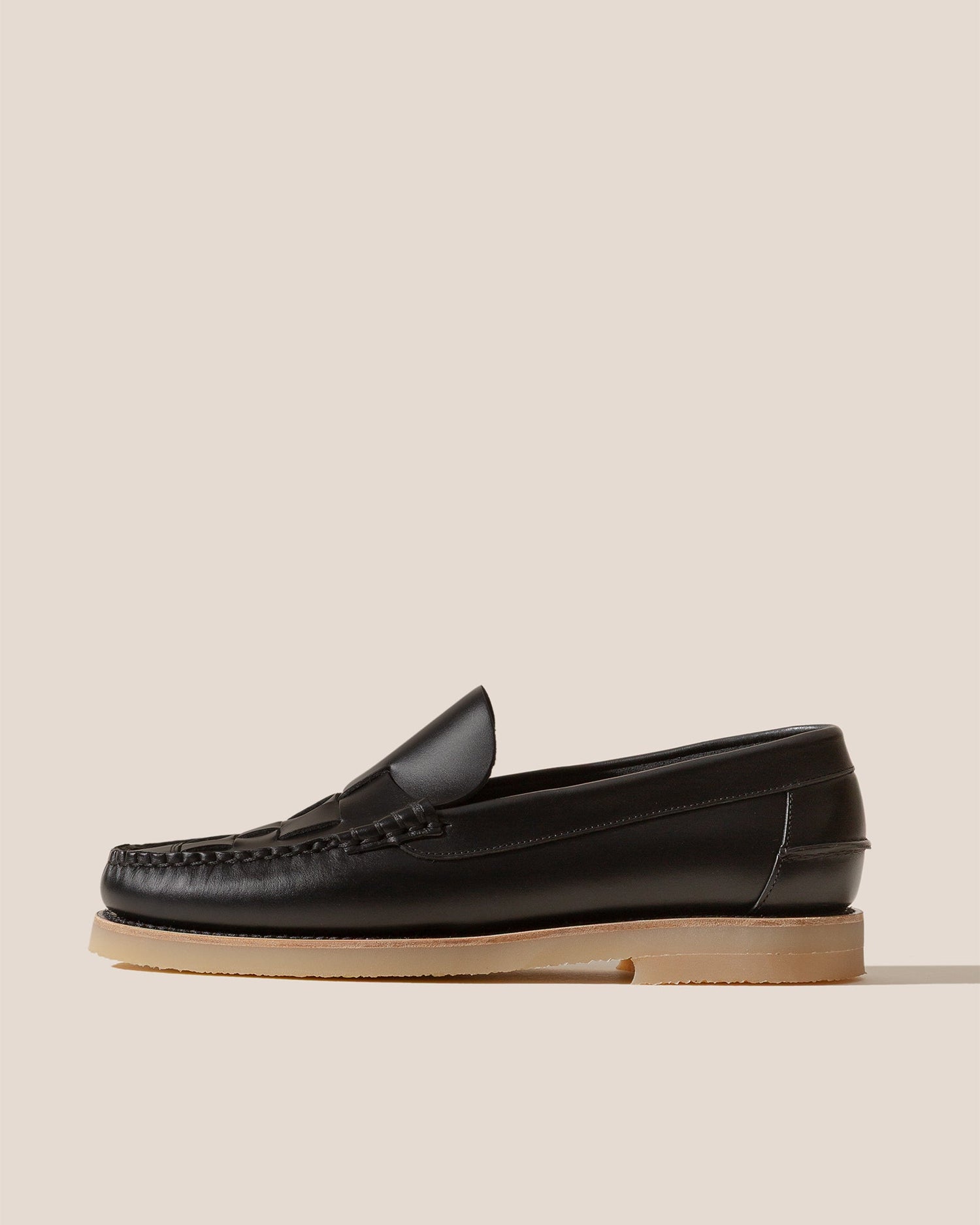 NOMBELA RUBBER VEG TAN - Interwoven Detail Slip-On Loafer - Hereu sale