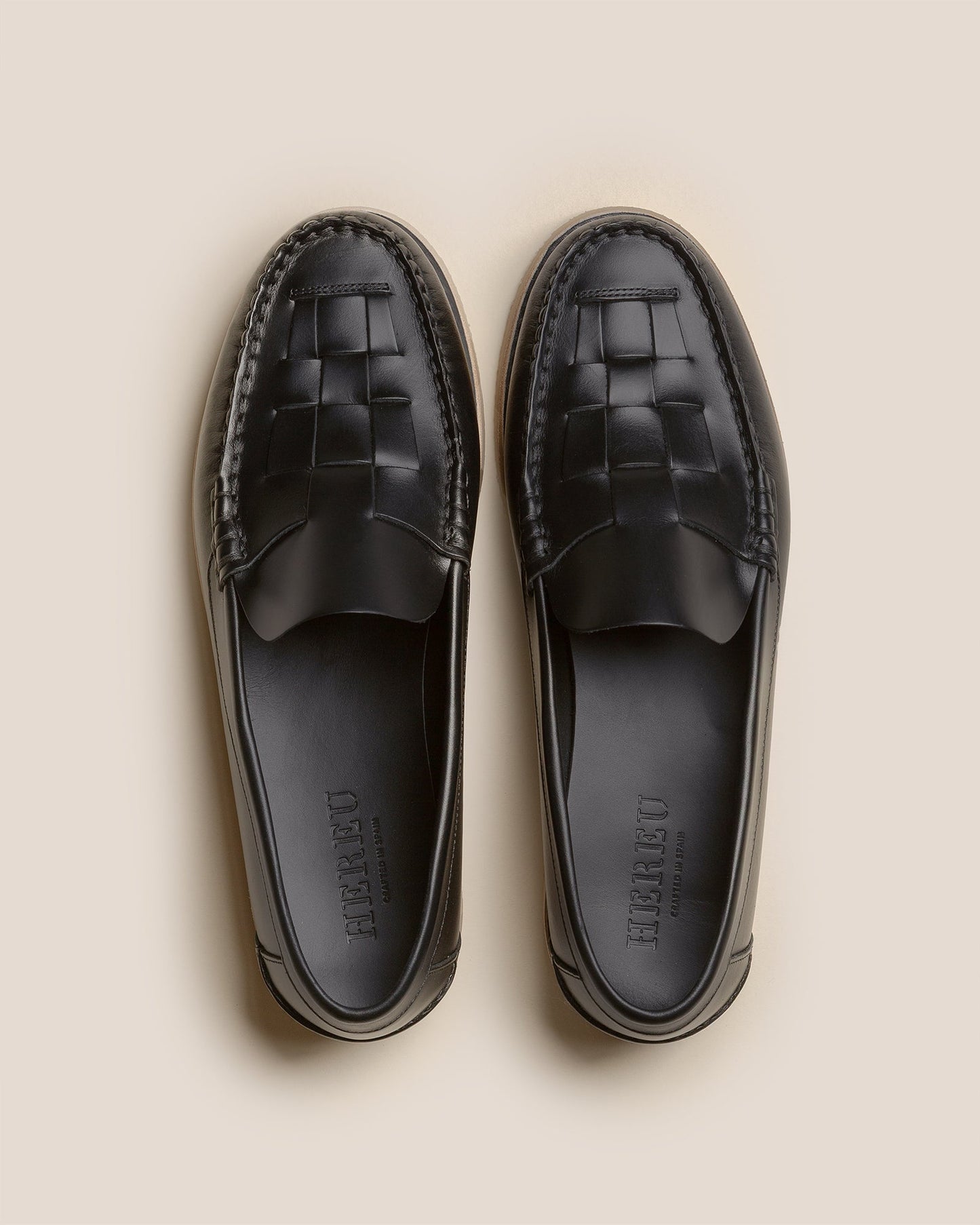 NOMBELA RUBBER VEG TAN - Interwoven Detail Slip-On Loafer - Hereu sale